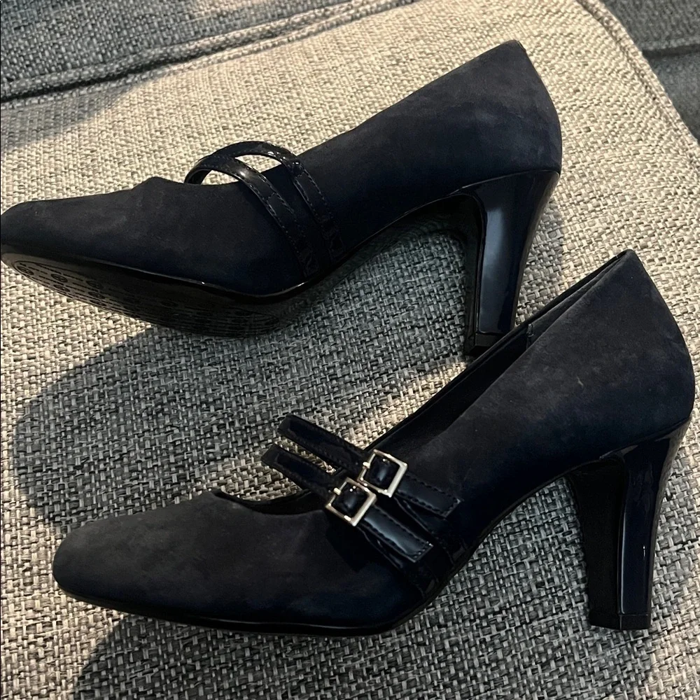 Giani Bernini Womens Vallariaa Faux Suede Mary Jane Navy